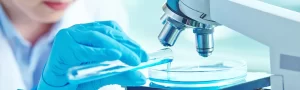test water with microscope