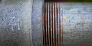 a close up of a metal pipe