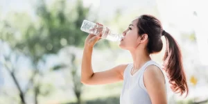 asian girl drinking water