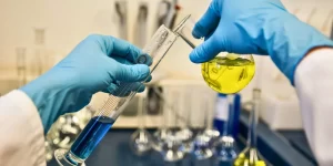 mixing chemicals in laboratory