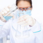 scientist woman with water with chemicals