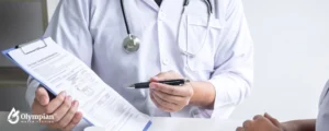doctor showing water testing results