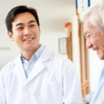 doctor with 2 old patients