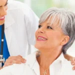 doctor woman with old woman patient