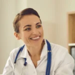 smiling female doctor with patient