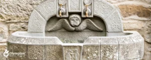 stone public water fountain