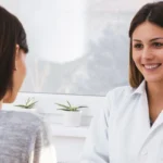 young beautiful doctor with patient