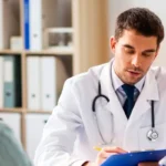 young doctor with male patient