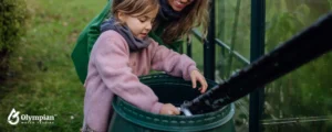 girl playing in rainwater harvesting