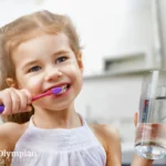 little girl brushing