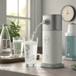Hydrogen water machine dispensing into a glass. Best hydrogen water for health and wellness.