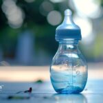 Baby formula bottle with water. Precautions when preparing baby formula with lead soldered tap water.