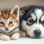 Cute kitten and puppy. Alkaline water options for small pets.