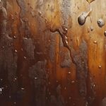 Rusty tap water. Discolored, brown water with droplets. Water quality concerns.