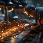 Water testing expert examining equipment. Analyzing water supply near Bethpage plume.