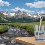 Is it safe to drink tap water in Colorado? Tap water pouring into glass with Colorado mountain background.