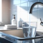 Georgia tap water: Faucet filling glass with clean drinking water in a kitchen sink.