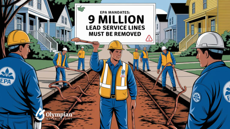 EPA mandates removal of 9 million lead service lines. Workers replacing water pipes. Lead pipe removal project.