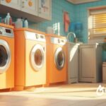 Household appliances in a laundry room. New York City water hardness impact on appliances.