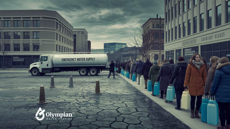 Richmond water crisis: People line up for emergency water supply from a tanker truck. Water testing is crucial.