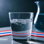 Is tap water in Thailand safe? Glass of water with Thai flag detail. Water pitcher in background.