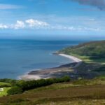 Somerset County water quality: Coastal view of ocean, beach, and green hills. Water testing services.