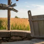 Well water: Wooden bucket on a stone well. Buyers should know about well water before offer.