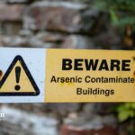 Arsenic in New Jersey well water. Beware sign: Arsenic Contaminated Buildings.
