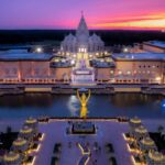 NJ temple at sunset. Realtors should discuss well water testing for PFAS with home buyers.