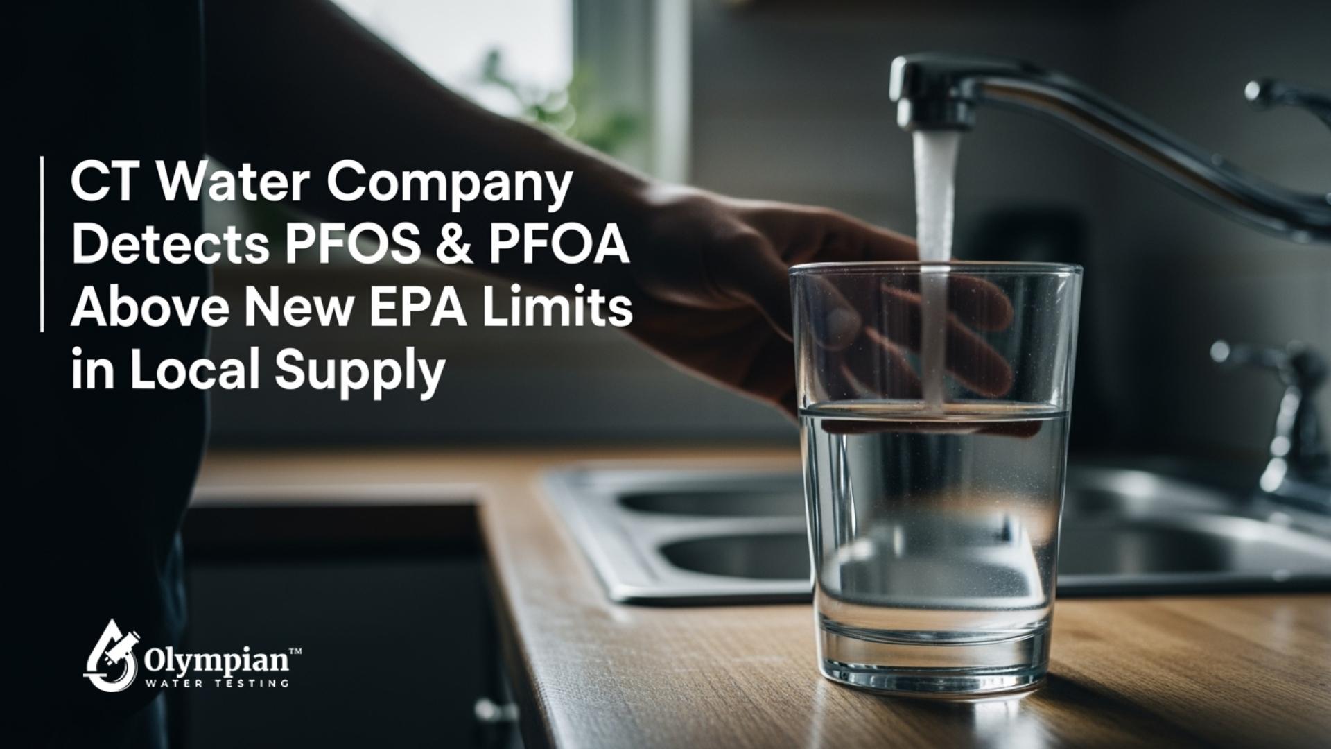 Water being poured into glass from tap. PFOS & PFOA detected in CT water supply above EPA limits. Water testing.