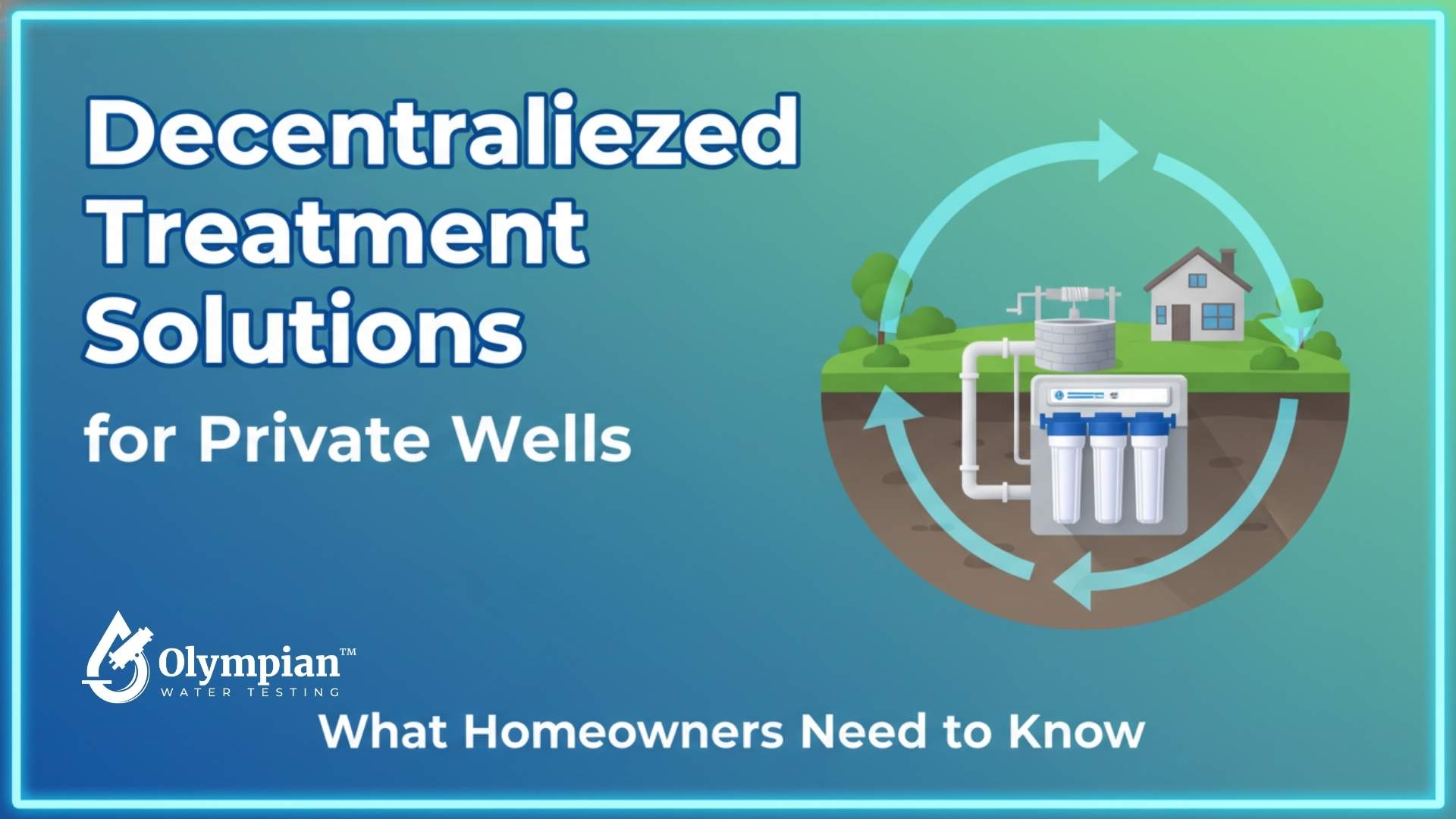 Private well water treatment solutions for homeowners. Decentralized water system diagram.